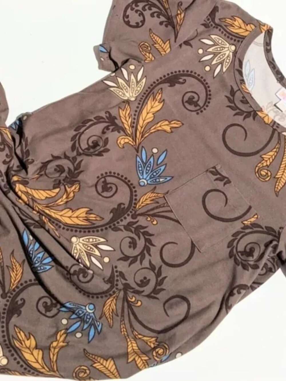 LuLaRoe Carly XXS Brown Based UNICORN Scrolls Pattern